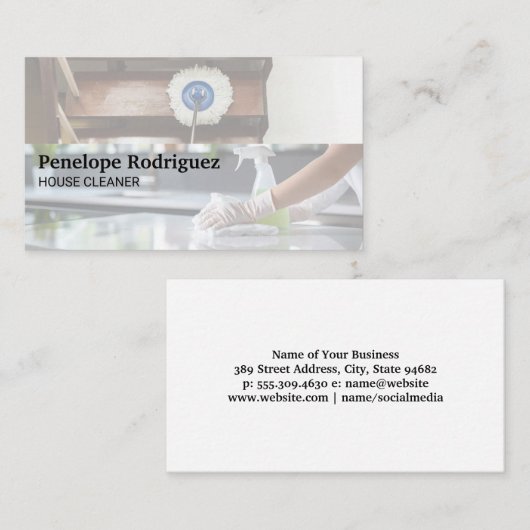 メイドのモッピング床とクリーニングカウンタ 名刺 (正面/裏面)