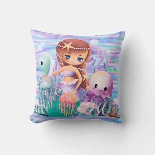 メイドは髪の毛の中に遊星を持つ クッション (正面)