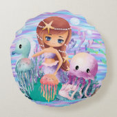 メイドは髪の毛の中に遊星を持つ ラウンドクッション (裏面)