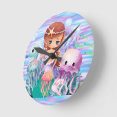 メイドは髪の毛の中に遊星を持つ ラウンド壁時計 (傾斜)