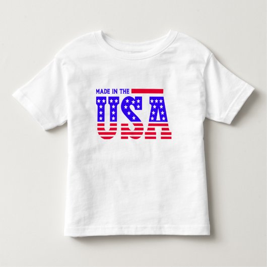 メイドインアメリカ国旗のタイポグラフィ トドラーTシャツ (正面)
