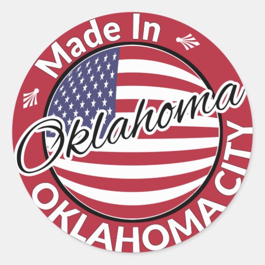 メイドインオクラホマシティーOklahoma USA国旗 ラウンドシール (正面)