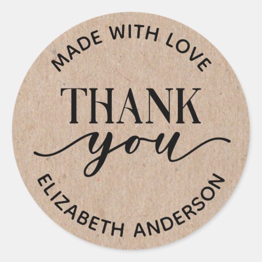 メイドウィズラブクラフト紙ありがとう ラウンドシール (正面)