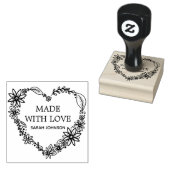 メイドウィズラブフローラハートリース パーソナライズされた ラバースタンプ (押印)