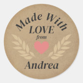 メイドウィズラブ名前をカスタムする ラウンドシール (正面)