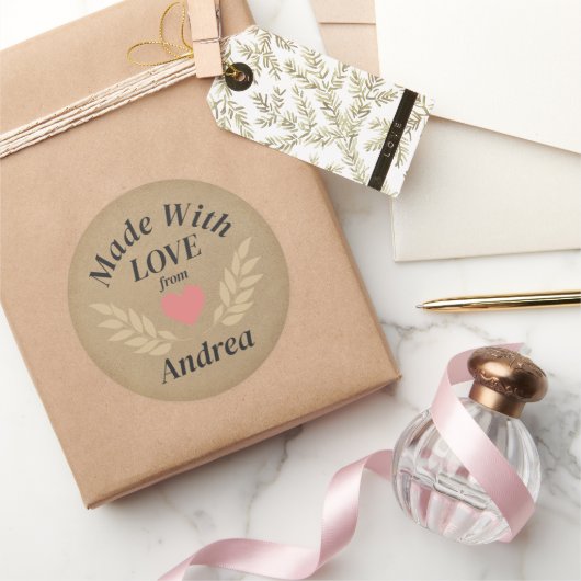 メイドウィズラブ名前をカスタムする ラウンドシール (ギフト)