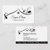 メイドクリーニングきらめくハウス白黒 名刺 (正面/裏面)