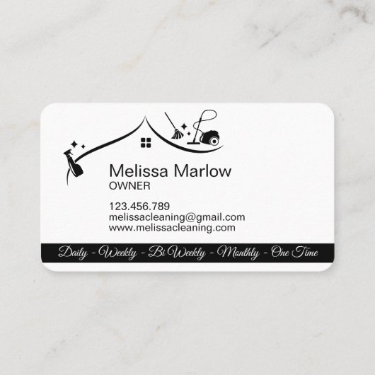 メイドクリーニングきらめくハウス白黒 名刺 (裏面)