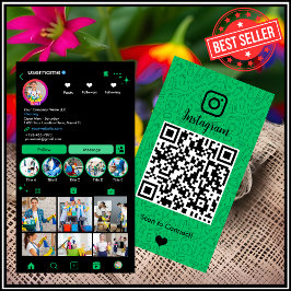 メイドクリーニングインスタグラムグリーン |ハウスキーピングQR 名刺