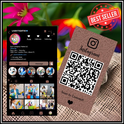 メイドクリーニングインスタグラムテラコッタハウスキーピングQR 名刺