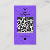 メイドクリーニングインスタグラムパープル |ハウスキーピングQR 名刺 (裏面)