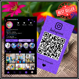 メイドクリーニングインスタグラムパープル |ハウスキーピングQR 名刺