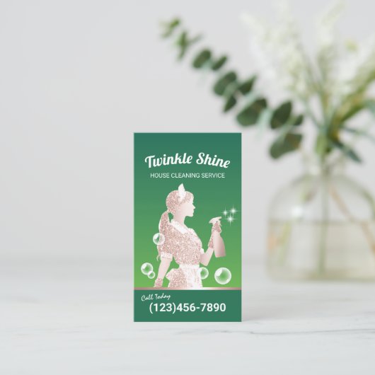 メイドクリーニングサービスグリーンエレガントハウスキーピング 名刺 (スタンド正面)