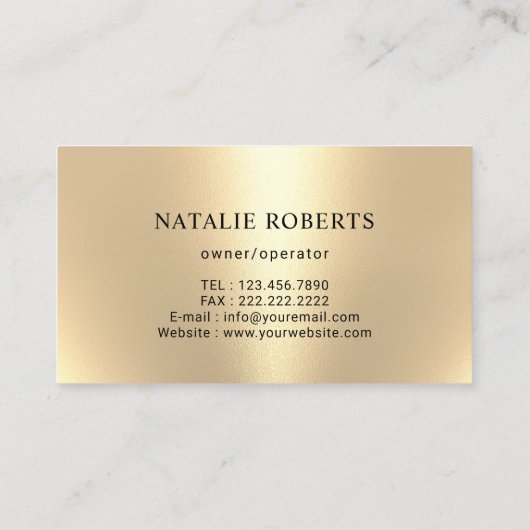 メイドクリーニングサービス王室の金ゴールドの輝き 名刺 (裏面)