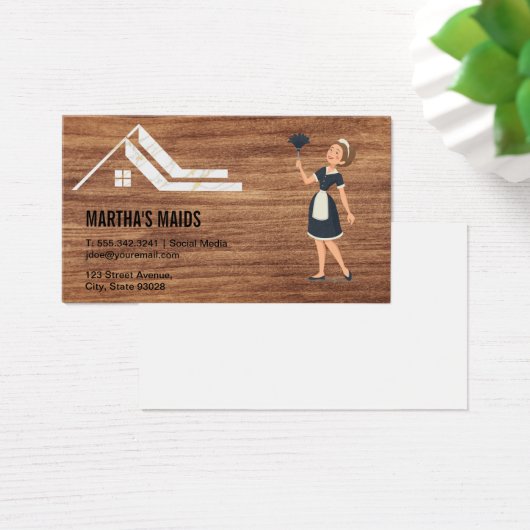 メイドクリーニングサービス |木材の背景 (デスク)