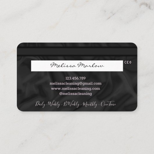 メイドクリーニングハウスきらめくクレジットカード 名刺 (裏面)