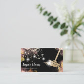 メイドクリーニングハウスきらめくドリップ金ゴールドバス 名刺 (スタンド正面)