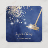 メイドクリーニングハウスきらめくドリップ金ゴールド広場 スクエア名刺 (正面)