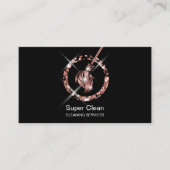 メイドクリーニングハウスきらめくバラ金ゴールドグリッター 名刺 (正面)