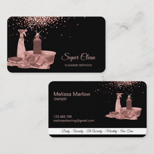 メイドクリーニングハウスきらめくバラ金ゴールドスポンジバス 名刺 (正面/裏面)