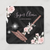 メイドクリーニングハウスきらめくバラ金ゴールドフローラ スクエア名刺 (正面)