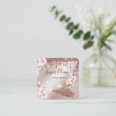 メイドクリーニングハウスきらめくバラ金ゴールドフローラ スクエア名刺 (スタンド正面)