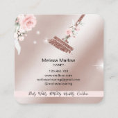 メイドクリーニングハウスきらめくバラ金ゴールドフローラ スクエア名刺 (裏面)