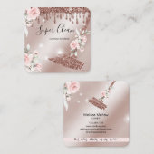 メイドクリーニングハウスきらめくバラ金ゴールドフローラ スクエア名刺 (正面/裏面)