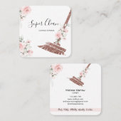 メイドクリーニングハウスきらめくバラ金ゴールドフローラ スクエア名刺 (正面/裏面)