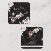 メイドクリーニングハウスきらめくバラ金ゴールドフローラ スクエア名刺 (正面/裏面)