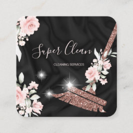 メイドクリーニングハウスきらめくバラ金ゴールドフローラ スクエア名刺