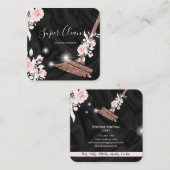 メイドクリーニングハウスきらめくバラ金ゴールドフローラ スクエア名刺 (正面/裏面)