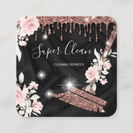 メイドクリーニングハウスきらめくバラ金ゴールドフローラ スクエア名刺