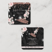 メイドクリーニングハウスきらめくバラ金ゴールドフローラ スクエア名刺 (正面/裏面)