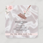 メイドクリーニングハウスきらめくバラ金ゴールドフローラ スクエア名刺 (裏面)