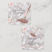 メイドクリーニングハウスきらめくバラ金ゴールドフローラ スクエア名刺 (正面/裏面)