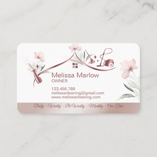 メイドクリーニングハウスきらめくバラ金ゴールドフローラ 名刺 (裏面)