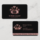 メイドクリーニングハウスきらめくバラ金ゴールドモノグラム 名刺 (正面/裏面)