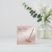 メイドクリーニングハウスきらめくバラ金ゴールド事業C スクエア名刺 (スタンド正面)