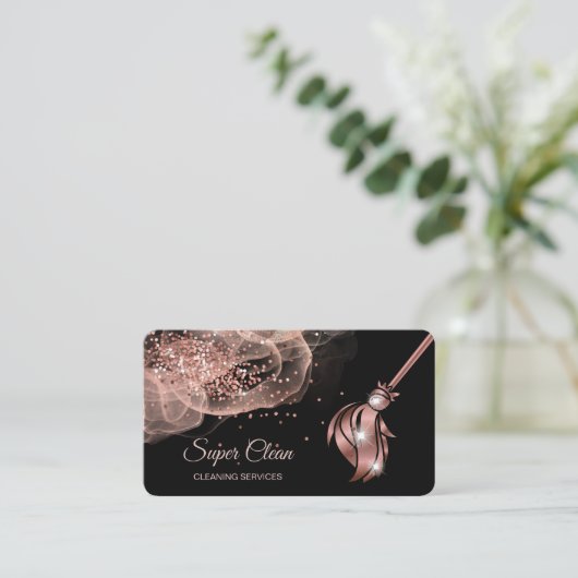 メイドクリーニングハウスきらめくバラ金ゴールド事業C 名刺 (スタンド正面)