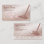 メイドクリーニングハウスきらめくバラ金ゴールド 名刺 (正面/裏面)