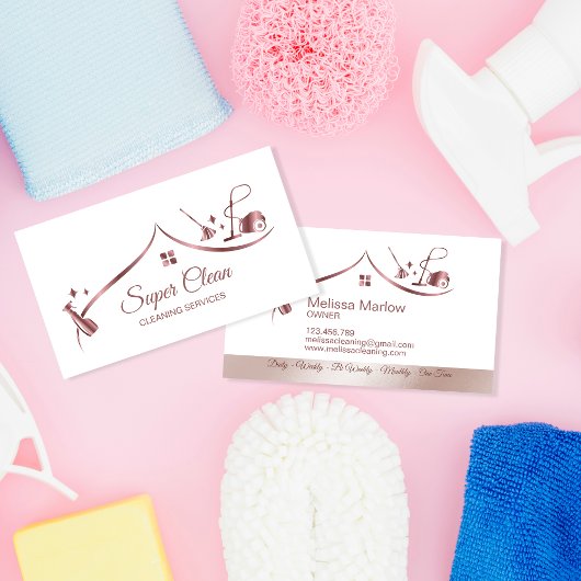 メイドクリーニングハウスきらめくバラ金ゴールド 名刺