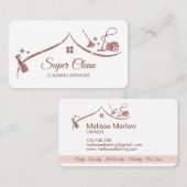 メイドクリーニングハウスきらめくバラ金ゴールド 名刺 (正面/裏面)