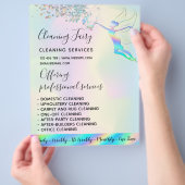 メイドクリーニングハウスきらめくホログラフィックフライヤー チラシ (手)