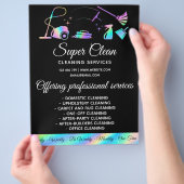 メイドクリーニングハウスきらめくホログラフィックフライヤー チラシ (手)