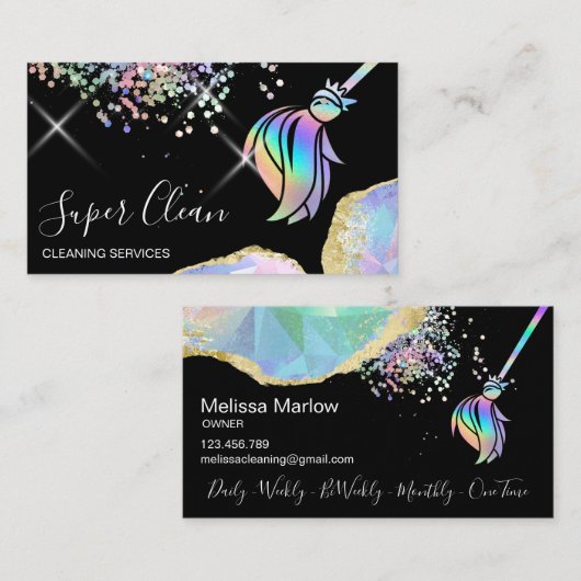 メイドクリーニングハウスきらめくホログラフOpal Busin 名刺 (正面/裏面)