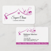 メイドクリーニングハウスきらめく明るい赤紫色 名刺 (正面/裏面)