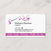 メイドクリーニングハウスきらめく明るい赤紫色 名刺 (裏面)