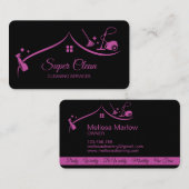 メイドクリーニングハウスきらめく明るい赤紫色 名刺 (正面/裏面)