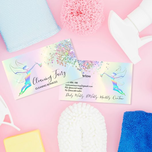 メイドクリーニングハウスきらめく自筆絵付き妖精 名刺